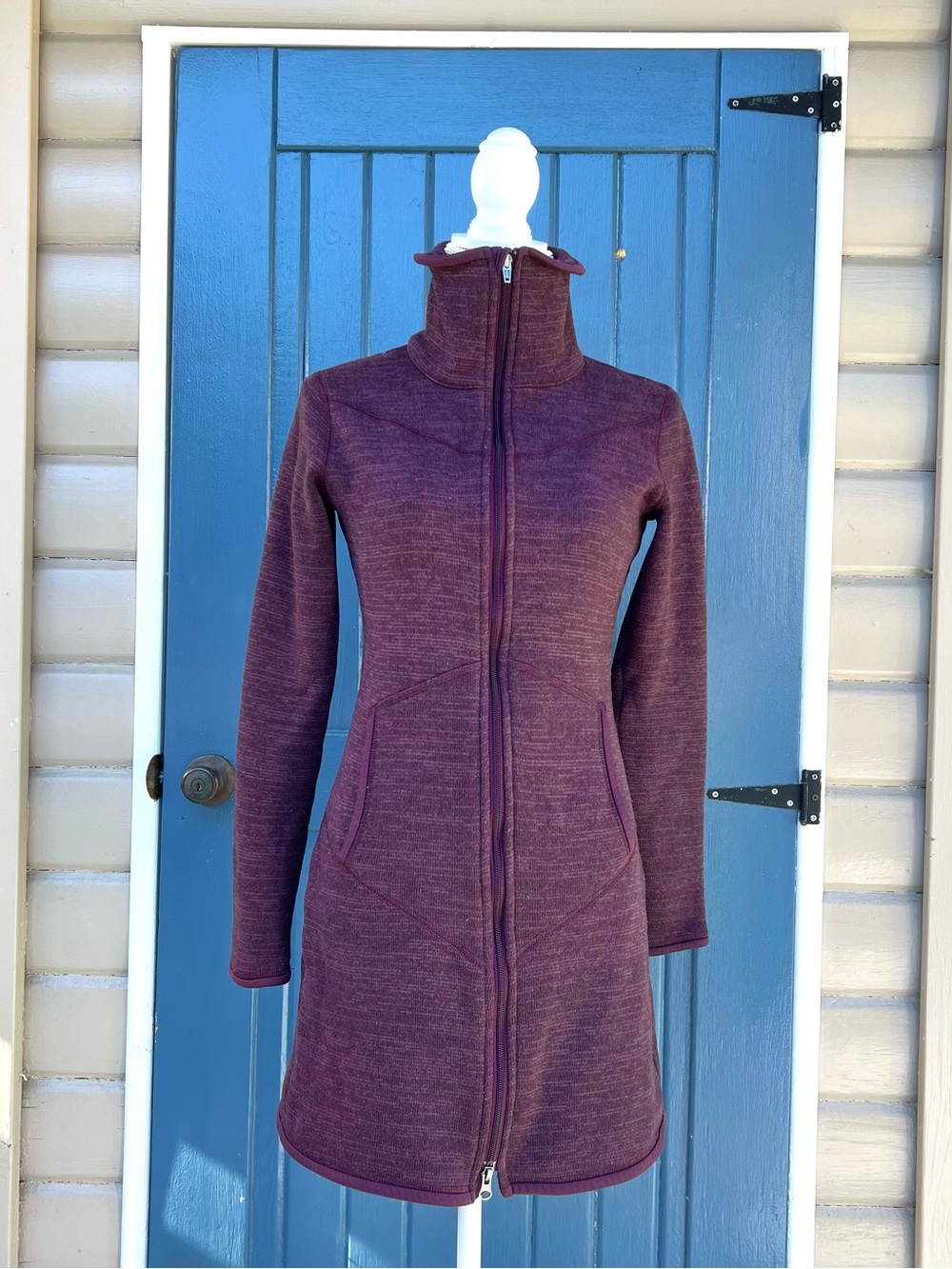 Patagonia Better Sweater Full Zip Long Coat Jacket Purple Heather Tunic Size S